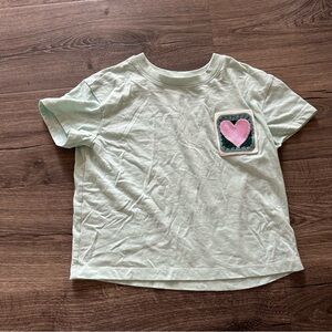Cat & Jack Teal Cropped Tee with Heart Patch